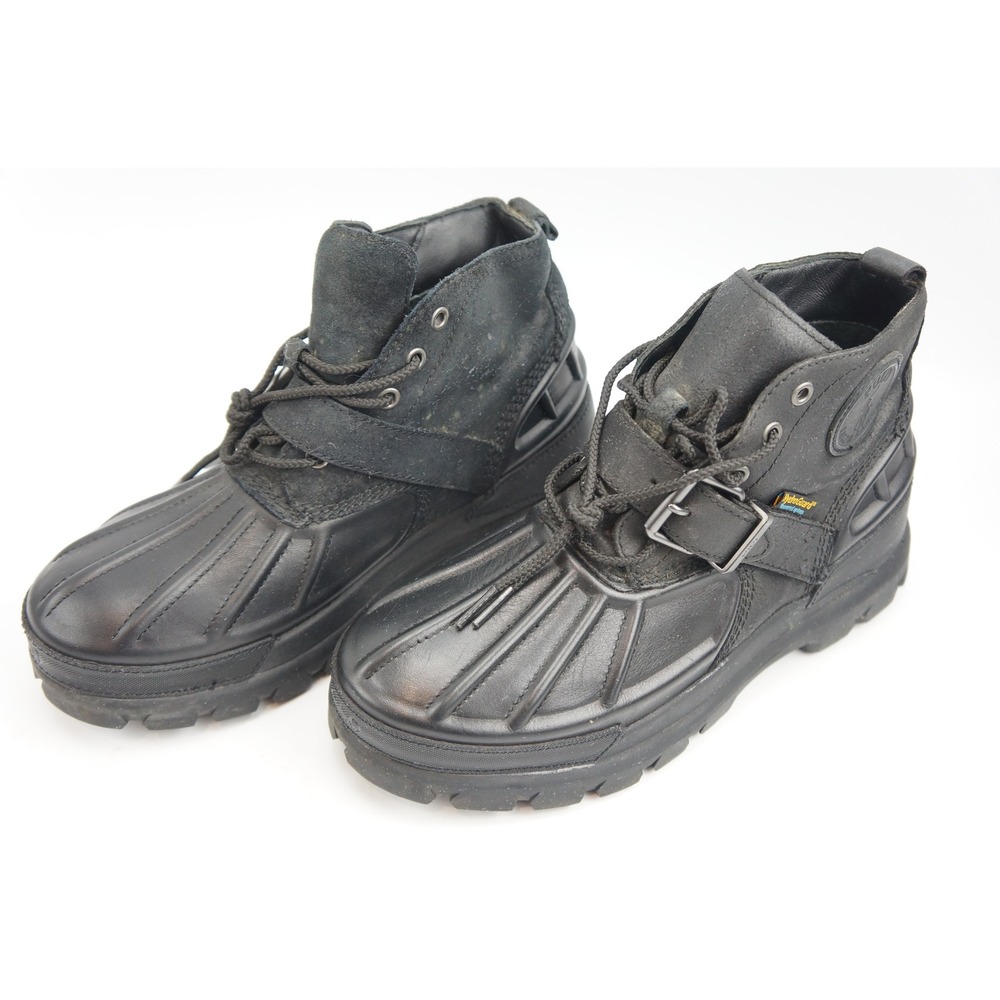 Polo Ralph Lauren Oslo Low BT WP 8D Black Leather Waterproof Boots Good